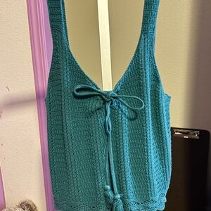 Old Navy Teal Crochet Tank Top